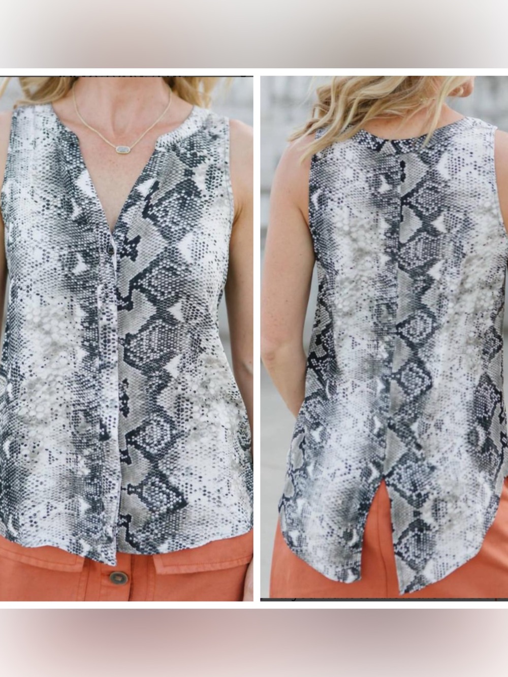 New 2X Sanctuary Snake Print Sleeveless Blouse